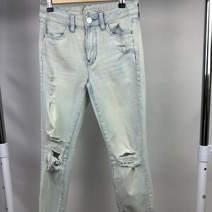American Eagle Ne(x)t Level Stretch Light Wash Distressed Skinny Jeans Sz 4